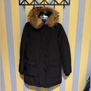 Woolrich Arctic Black Parka with Fur Trim